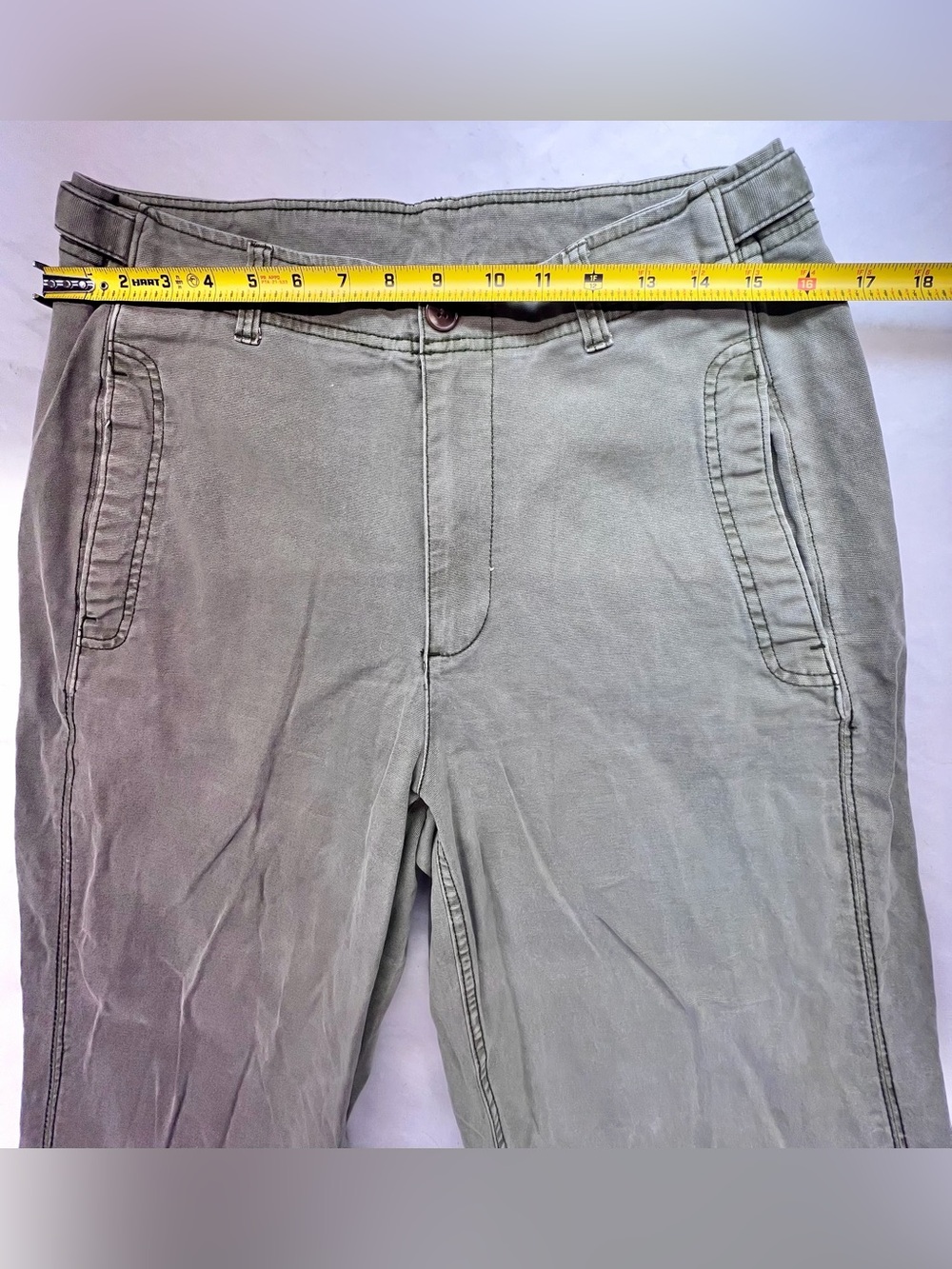 Old Navy Womens High Rise Wide Leg Pants Olive Green Size 12 Twill Chino - Picture 5 of 8